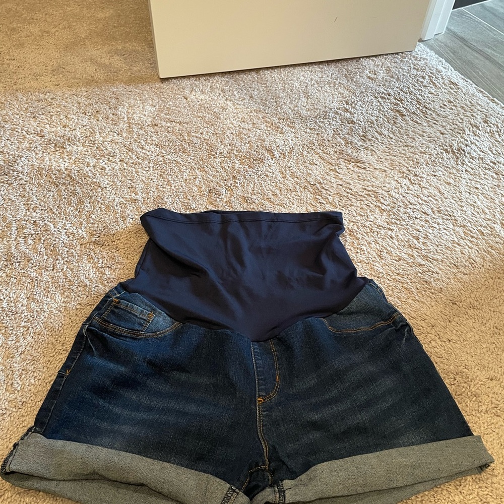 Women's Maternity Blue Denim Shorts